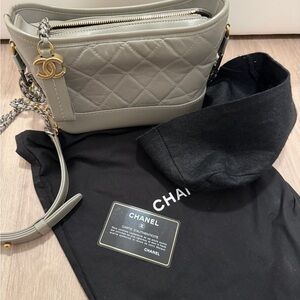 Chanel Quilted Shoulder Bag in Gray with Chain Strap